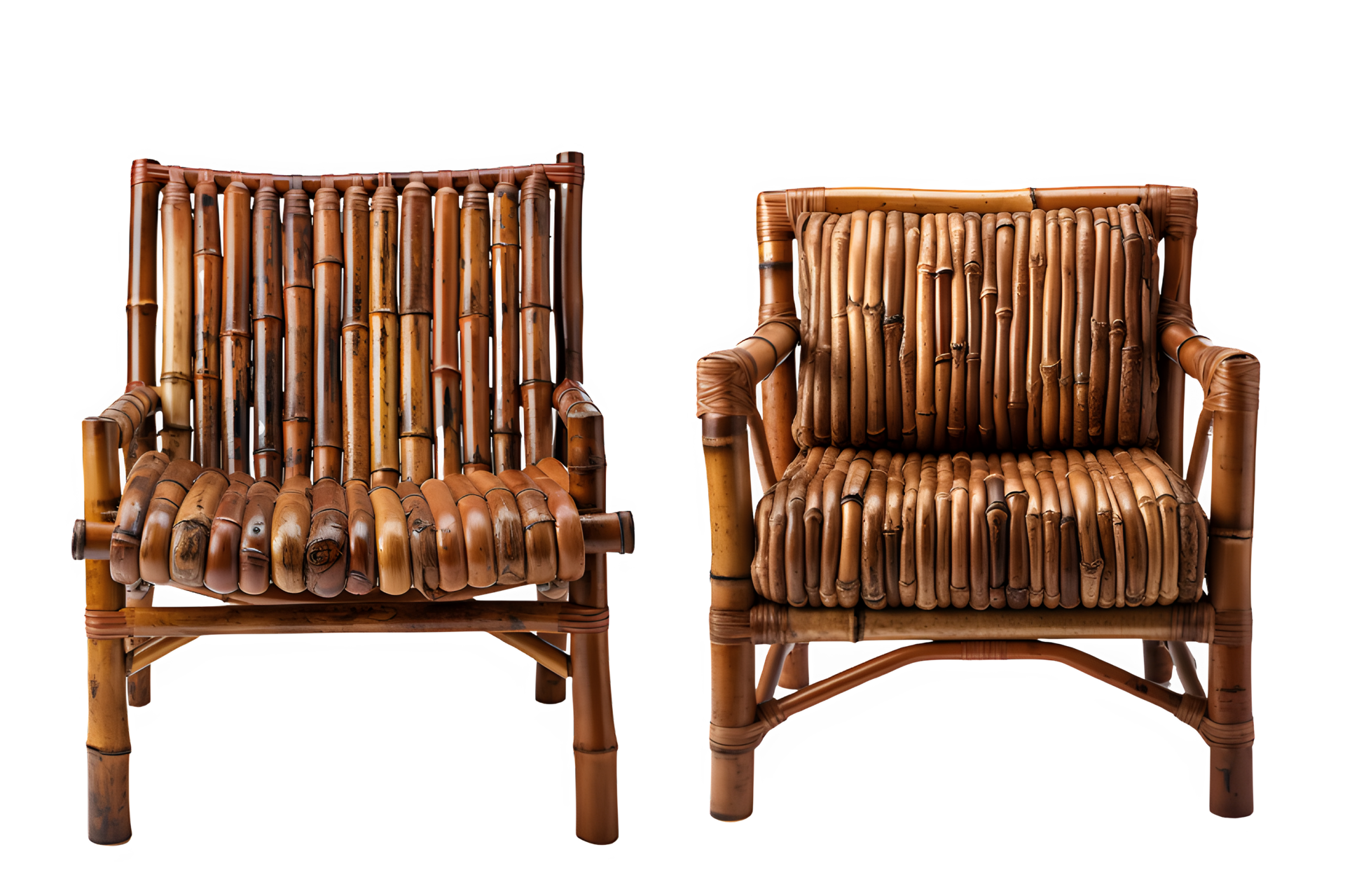bamboo chair furniture isolated on transparent background ,traditional