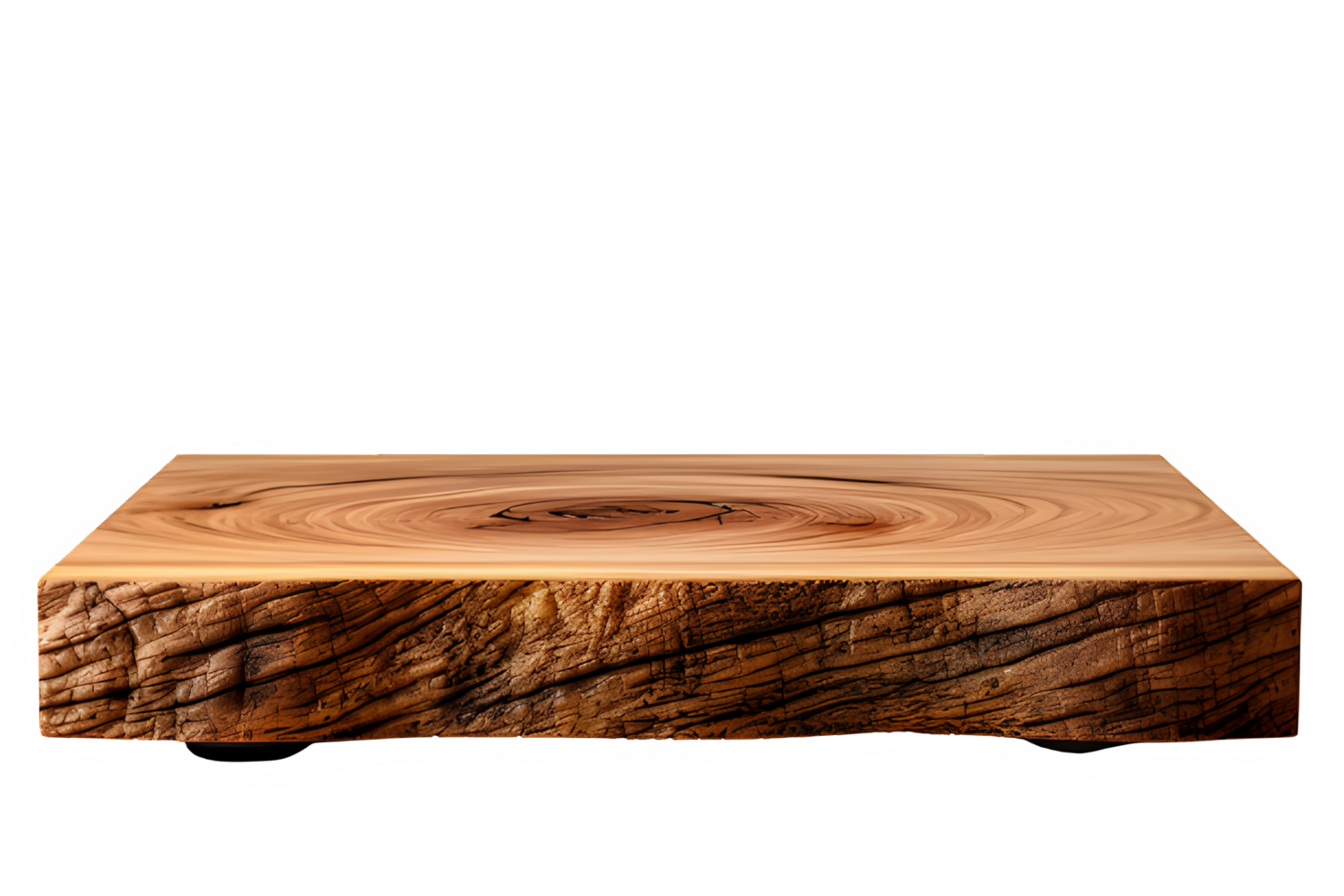 wooden log display isolated on transparent background ,wood product stand cut out ,generative ai png