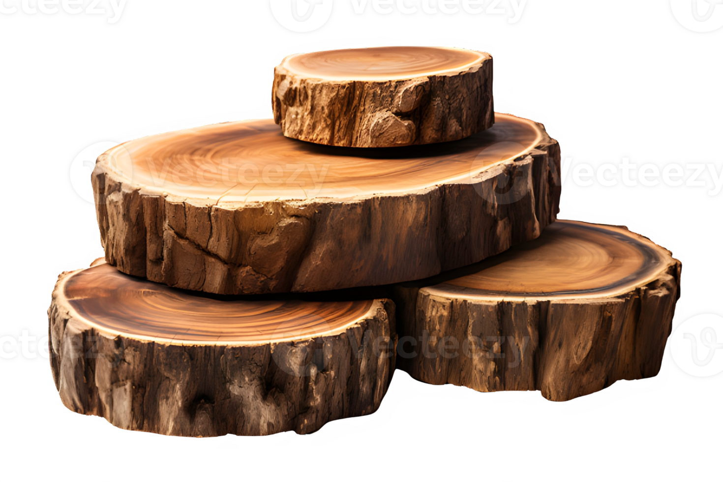wooden log display isolated on transparent background ,wood product stand cut out ,generative ai png