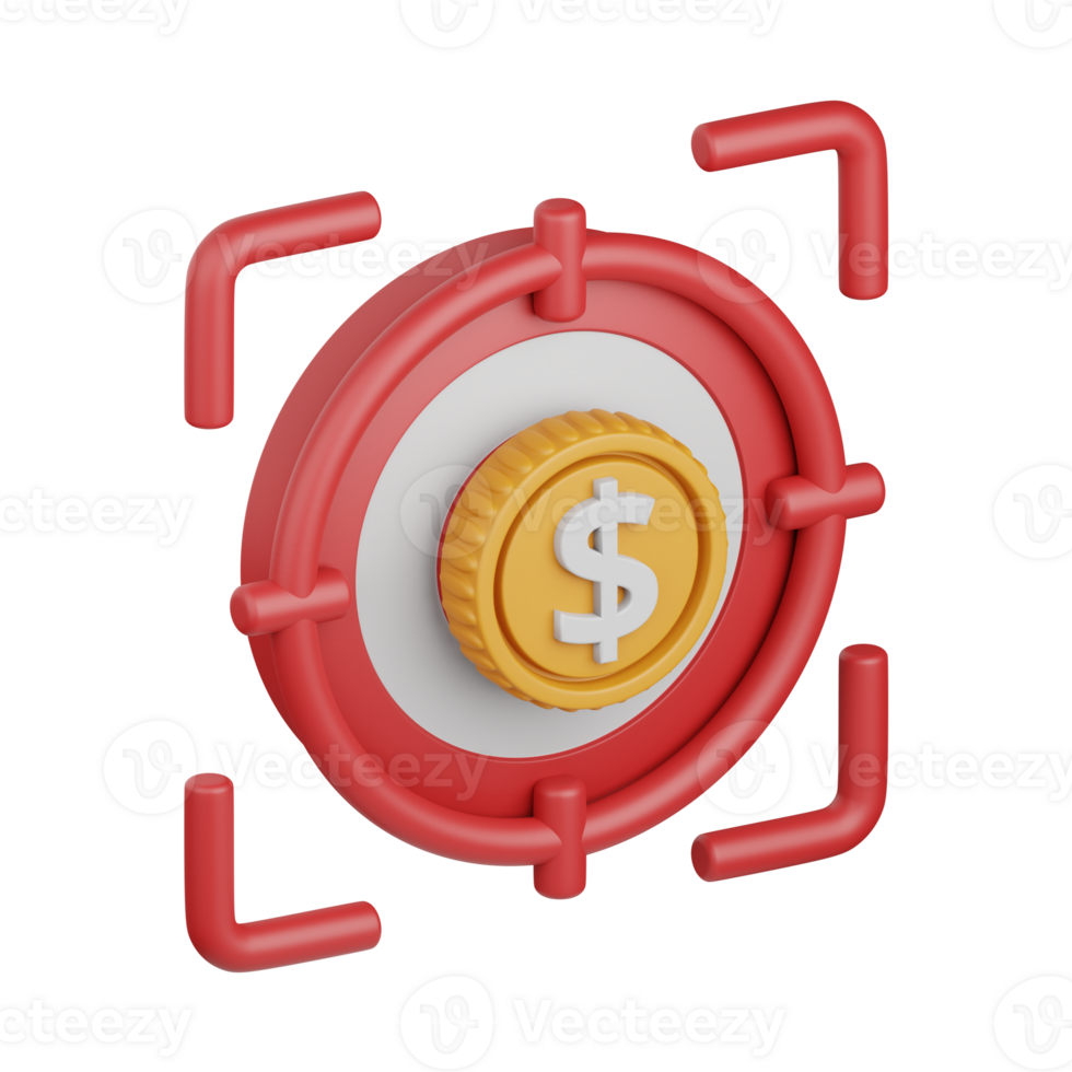 3d rendering target isolated useful for business, analytics, web, money and finance design element png