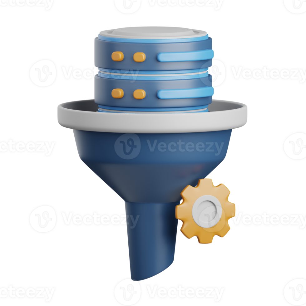 3d rendering data filtering isolated useful for cloud, network, computing, technology, database, server and connection design element png