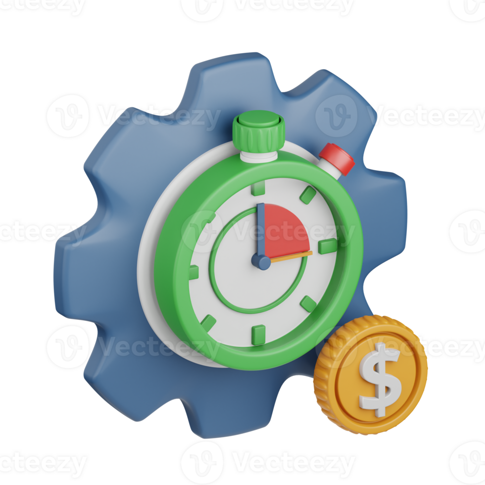 3d rendering time management isolated useful for business, analytics, web, money and finance design png