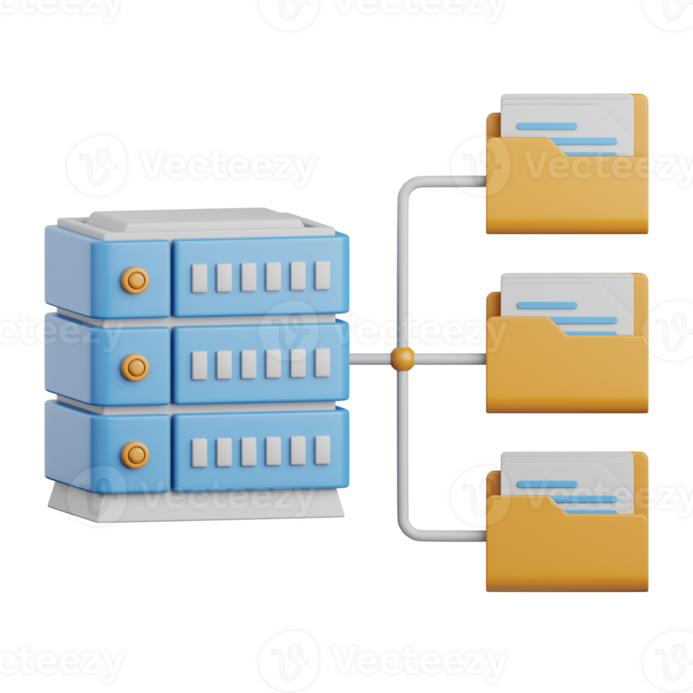 3d rendering database folder isolated useful for cloud, network, computing, technology, database, server and connection design element png