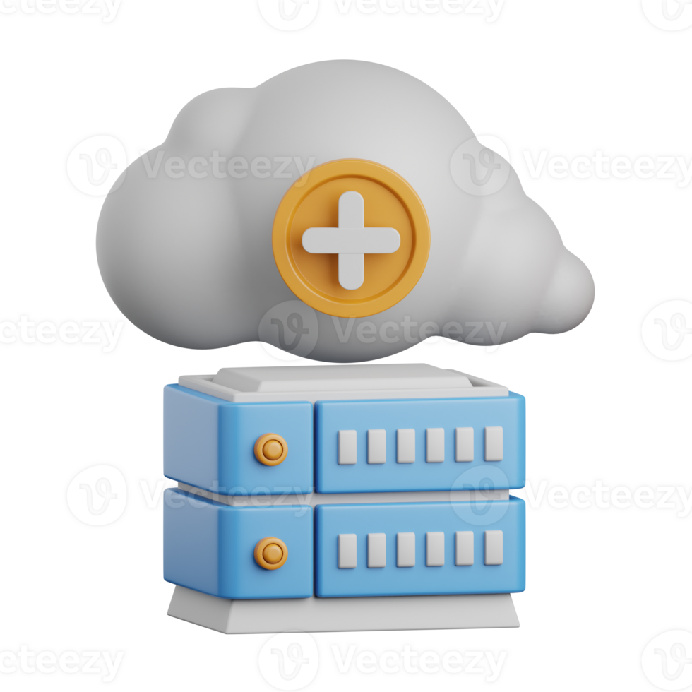 3d interpretazione ibrido nube isolato utile per nube, Rete, informatica, tecnologia, Banca dati, server e connessione design elemento png