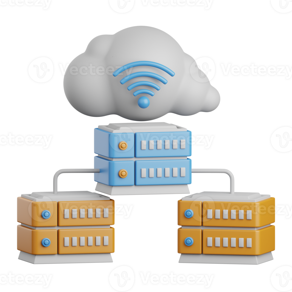 3d rendering database server isolated useful for cloud, network, computing, technology, database, server and connection design element png