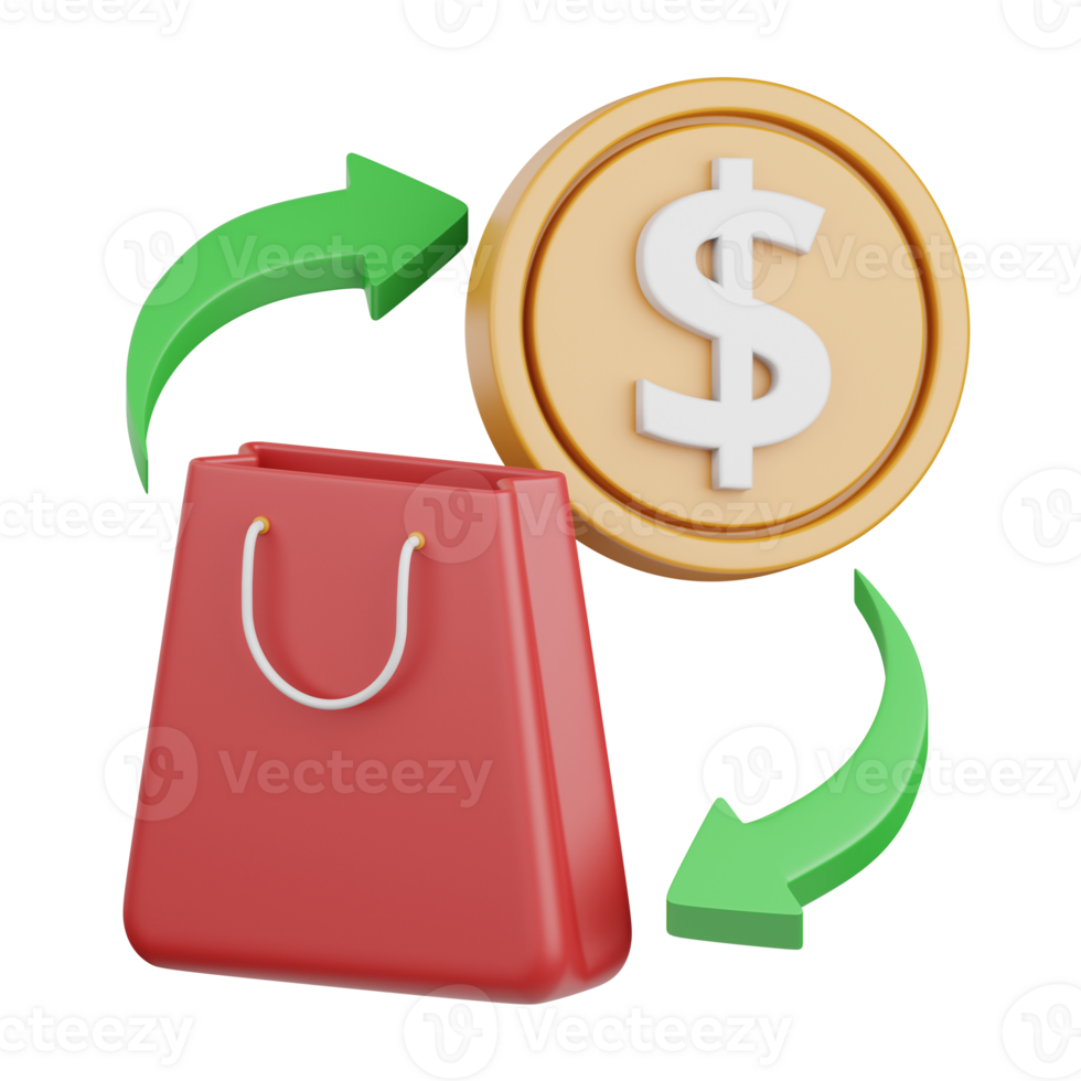 3d rendering purchase transaction isolated useful for payment, money and transaction design element png