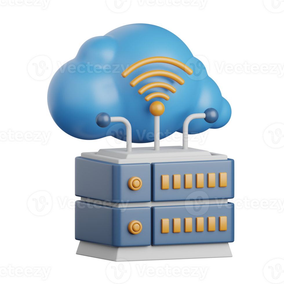 3d rendering cloud hosting isolated useful for cloud, network, computing, technology, database, server and connection design element png