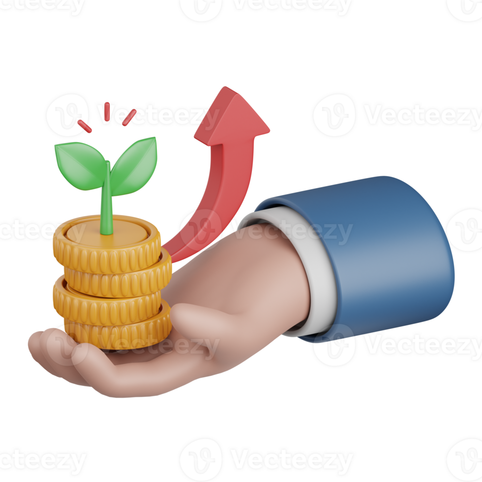 3d rendering investment isolated useful for business, analytics, web, money and finance design png
