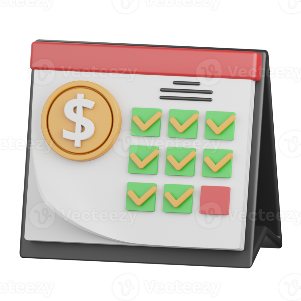 3d rendering payment schedule isolated useful for payment, money and transaction design element png