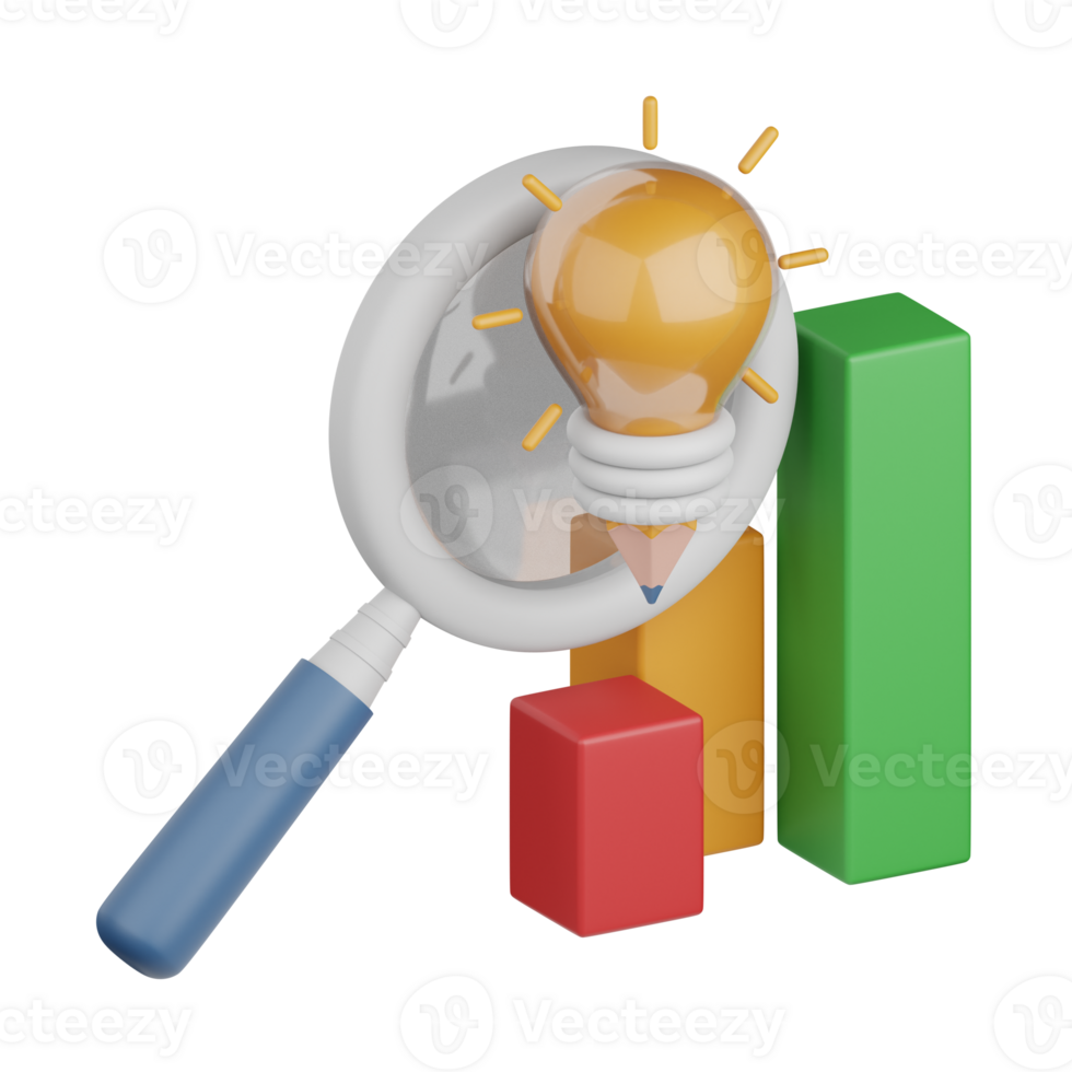 3d rendering insight isolated useful for business, analytics, web, money and finance design element png