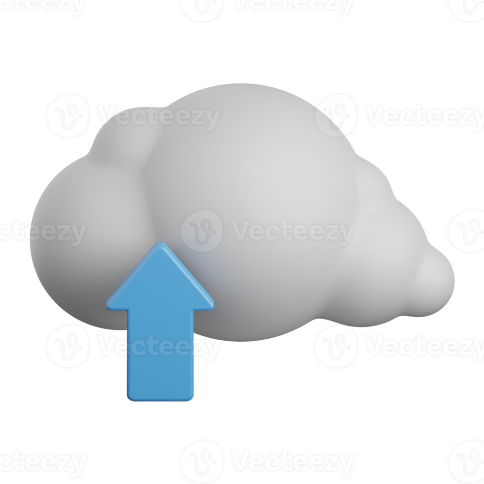 3d rendering cloud upload isolated useful for cloud, network, computing, technology, database, server and connection design element png
