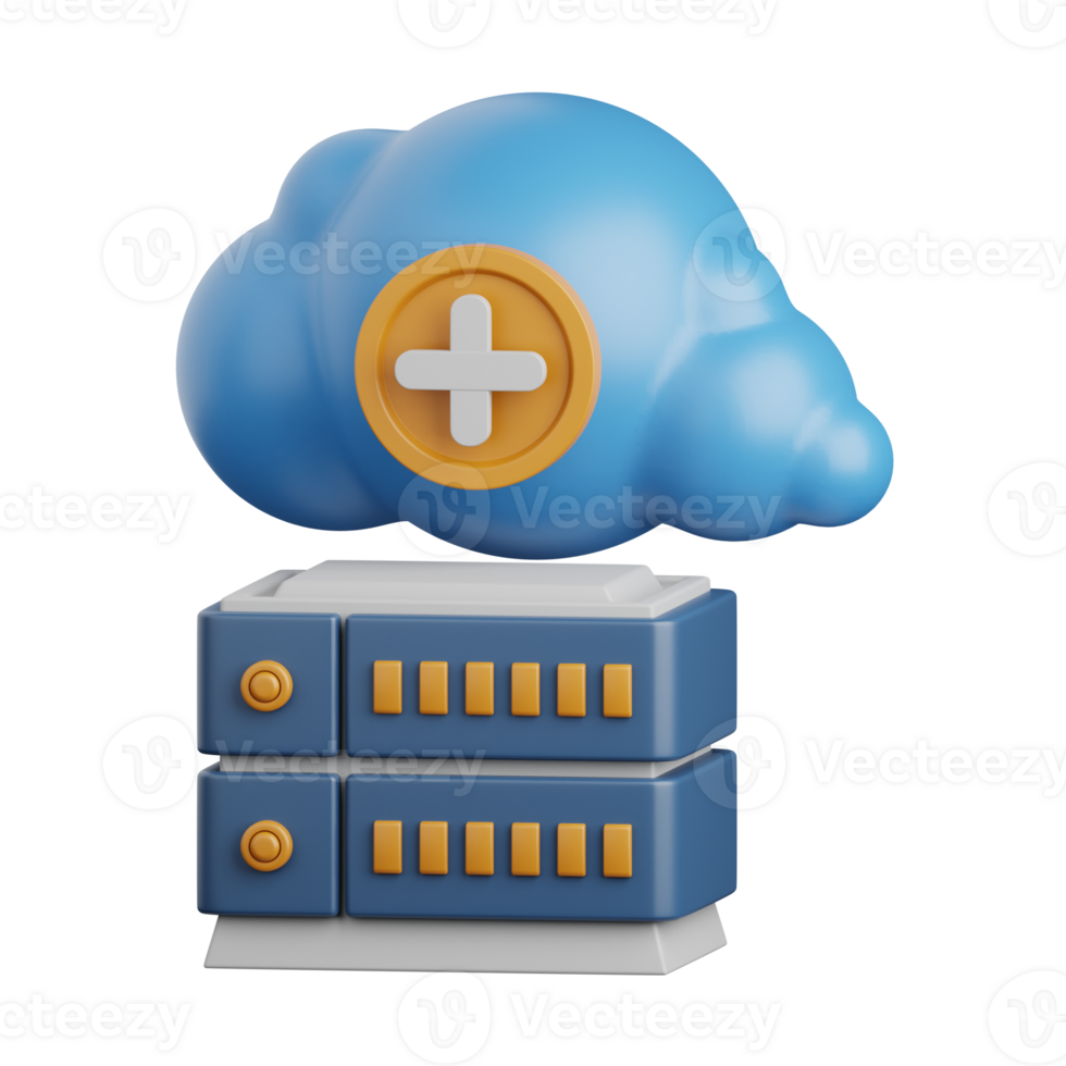 3d interpretazione ibrido nube isolato utile per nube, Rete, informatica, tecnologia, Banca dati, server e connessione design elemento png