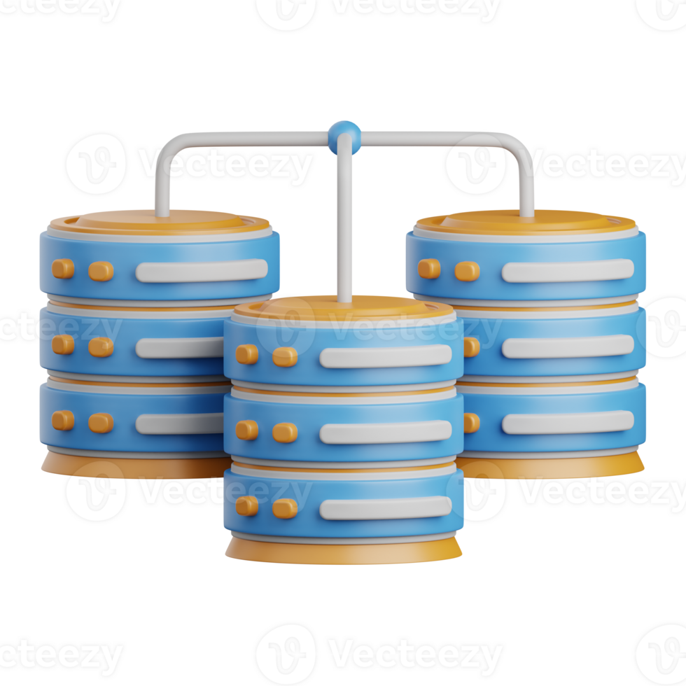 3d rendering database storage isolated useful for cloud, network, computing, technology, database, server and connection design element png