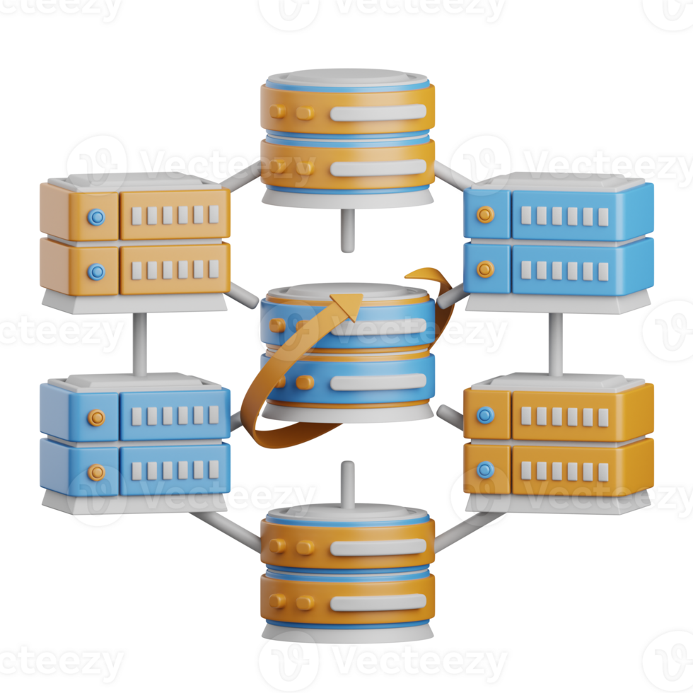 3d Renderização dados Centro isolado útil para nuvem, rede, Informática, tecnologia, base de dados, servidor e conexão Projeto elemento png