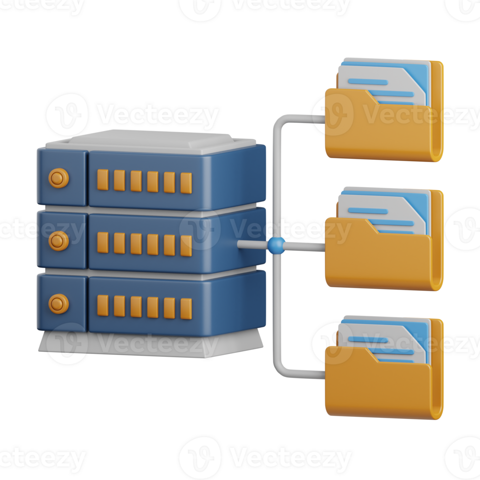 3d rendering database folder isolated useful for cloud, network, computing, technology, database, server and connection design element png