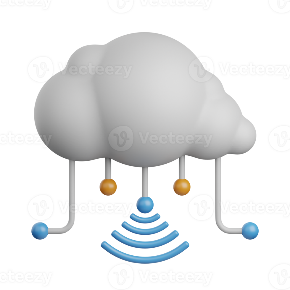 3d rendering cloud network isolated useful for cloud, network, computing, technology, database, server and connection design element png