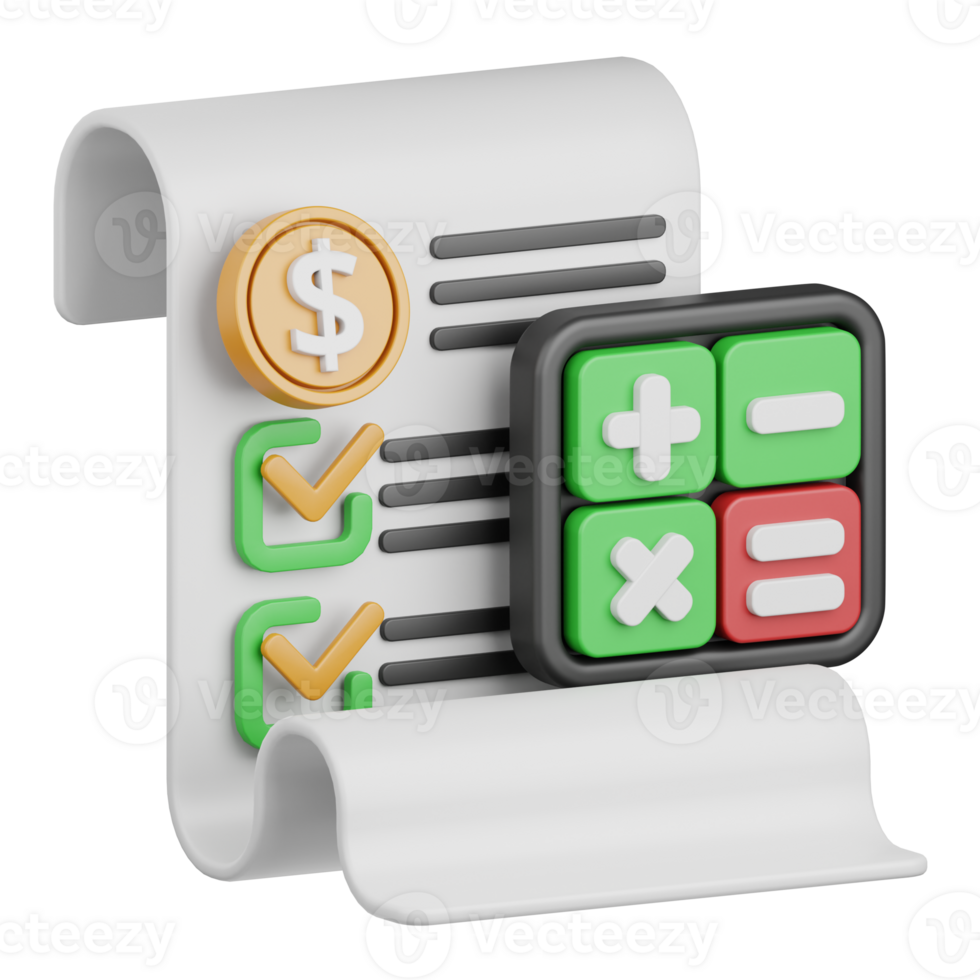 3d rendering bill isolated useful for business, payment, money and transaction design element png