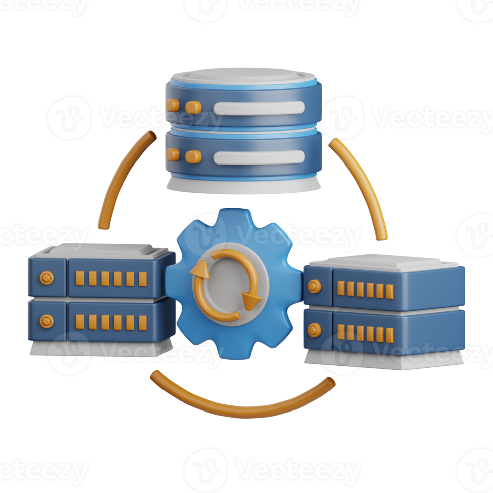 3d rendering update system isolated useful for cloud, network, computing, technology, database, server and connection design element png