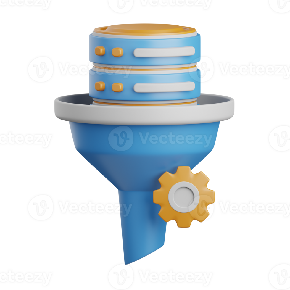 3d rendering data filtering isolated useful for cloud, network, computing, technology, database, server and connection design element png