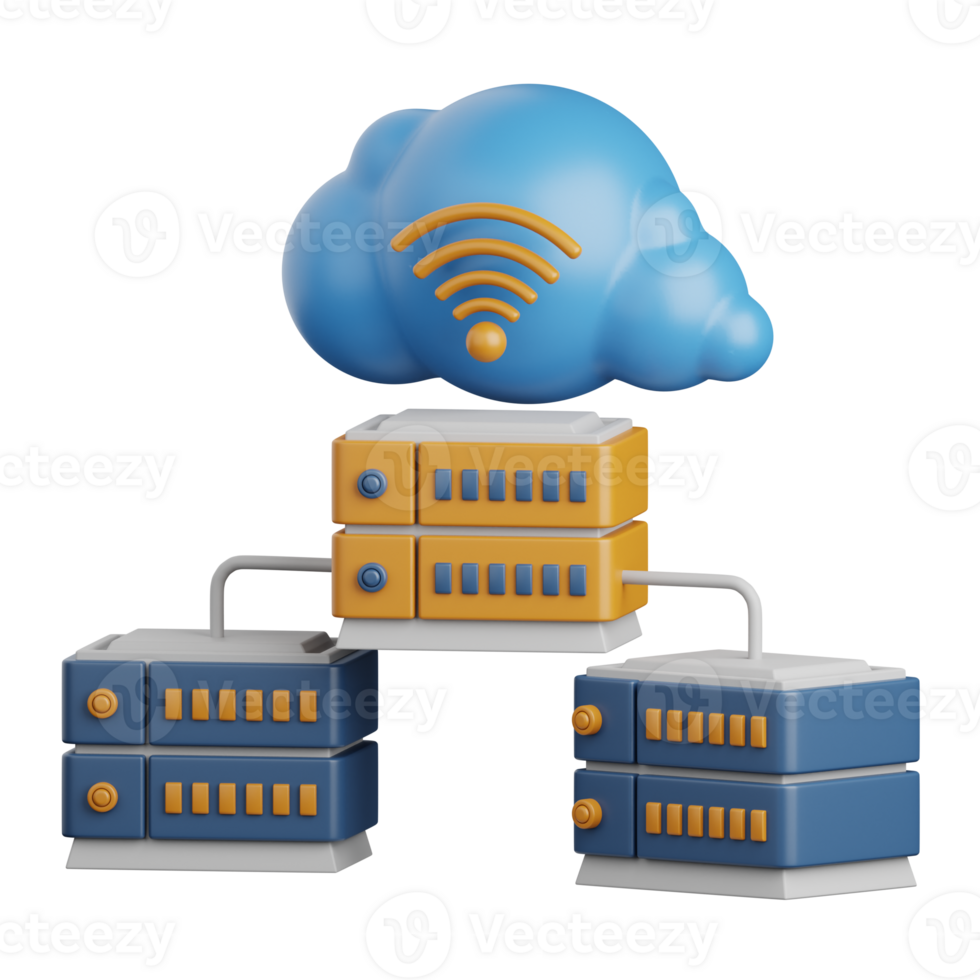 3d rendering database server isolated useful for cloud, network, computing, technology, database, server and connection design element png