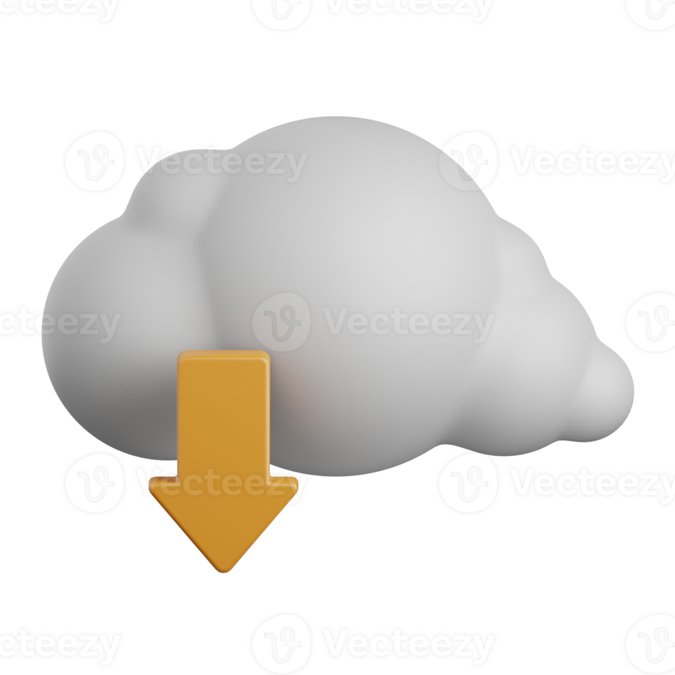 3d rendering cloud download isolated useful for cloud, network, computing, technology, database, server and connection design element png