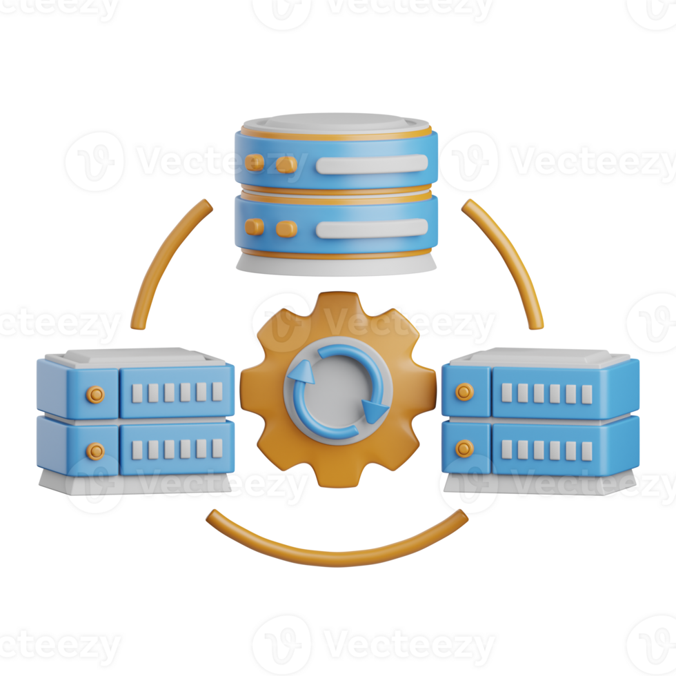 3d rendering update system isolated useful for cloud, network, computing, technology, database, server and connection design element png