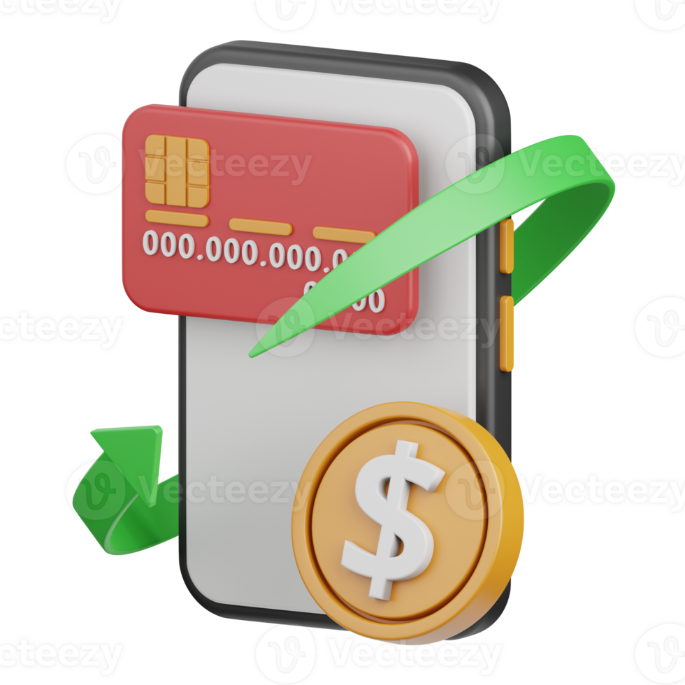 3d rendering mobile transaction isolated useful for business, payment, money and transaction design png