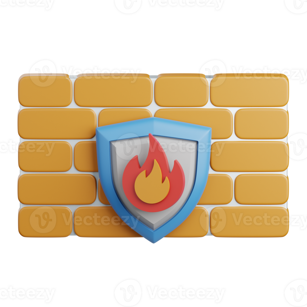 3d rendering firewall security isolated useful for technology, programming, development, coding, software, app, computing, server and connection design element png