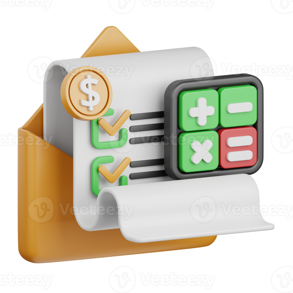 3d rendering bill isolated useful for business, payment, money and transaction design element png