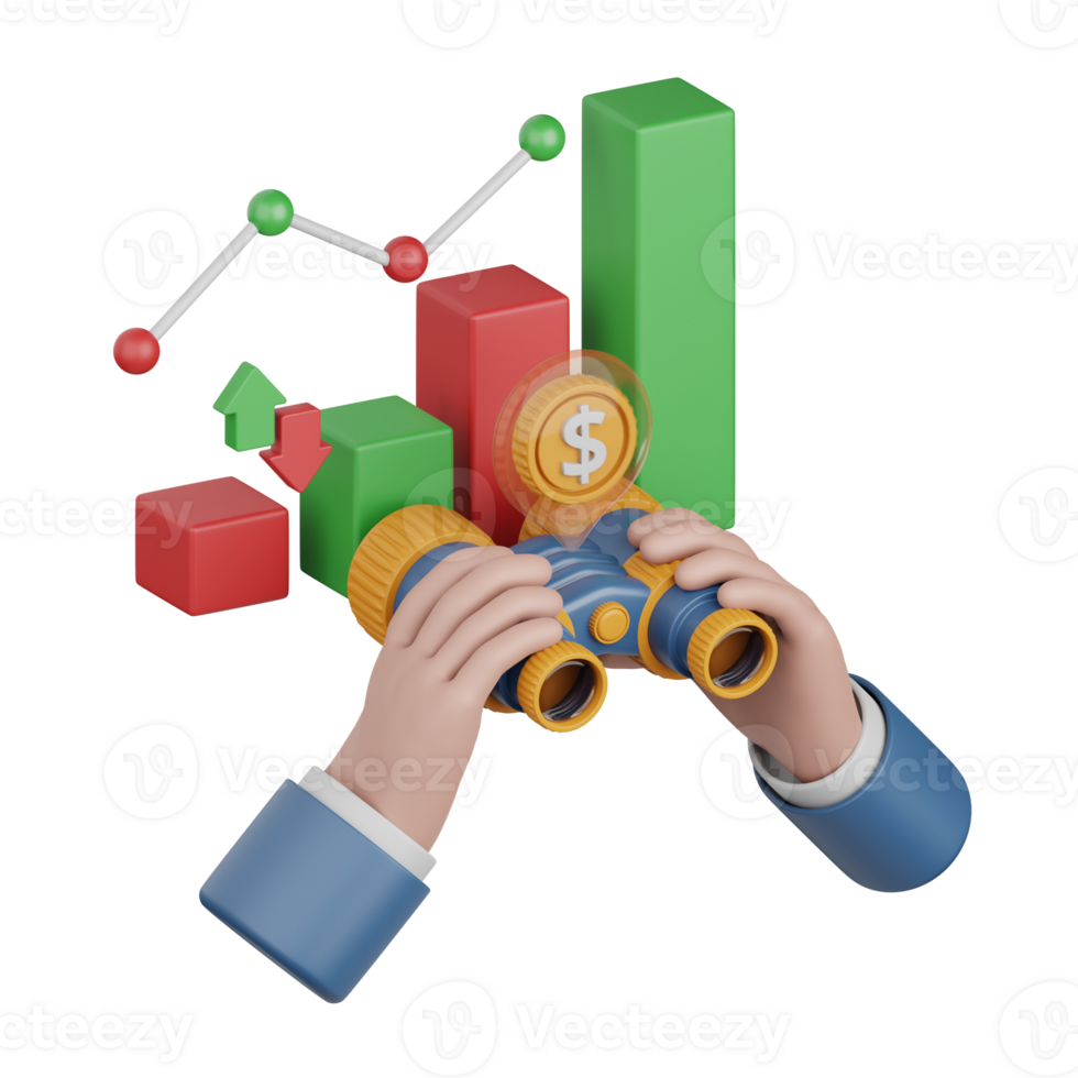 3d Renderização previsão analytics isolado útil para negócios, análise, dinheiro e finança Projeto png