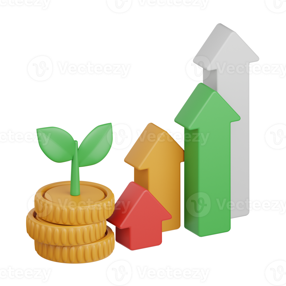 3d rendering profit isolated useful for business, analytics, web, money and finance design element png