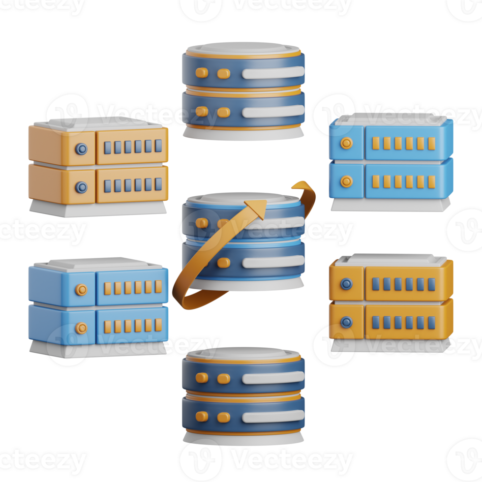 3d Renderização dados Centro isolado útil para nuvem, rede, Informática, tecnologia, base de dados, servidor e conexão Projeto elemento png