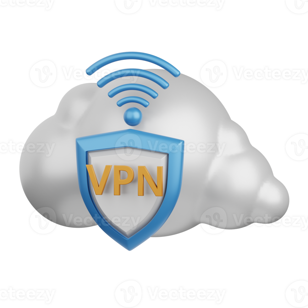 3d rendering vpn isolated useful for technology, programming, development, coding, software, app, computing, server and connection design element png