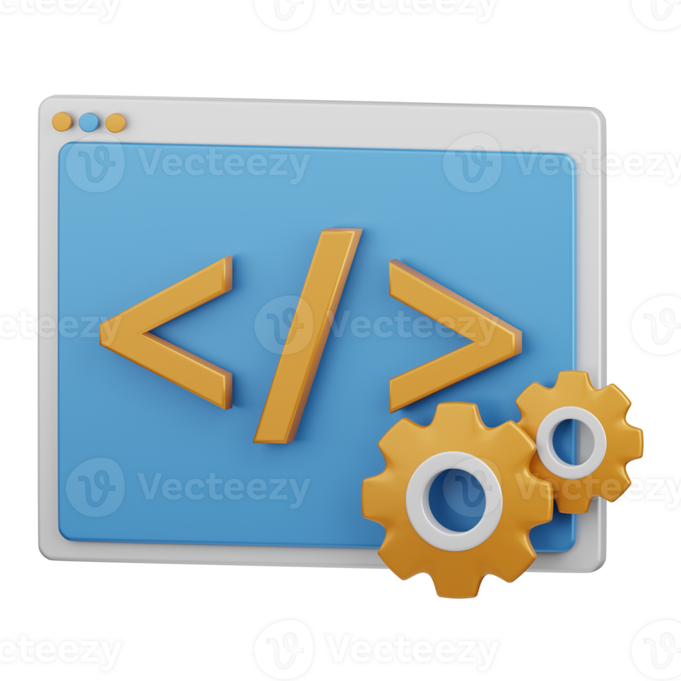 3d representación codificación aislado útil para tecnología, programación, desarrollo, codificación, software, aplicación, informática, servidor y conexión diseño elemento png