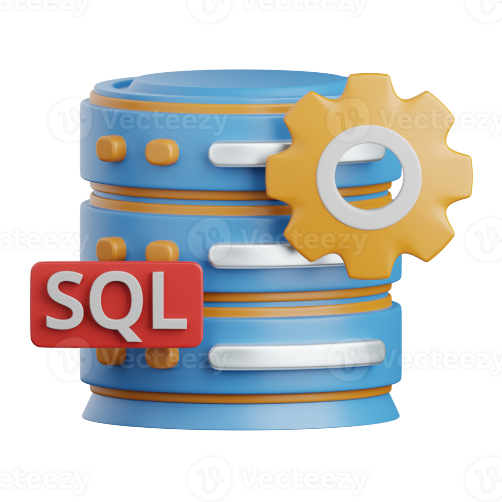 3d rendering sql isolated useful for technology, programming, development, coding, software, app, computing, server and connection design element png