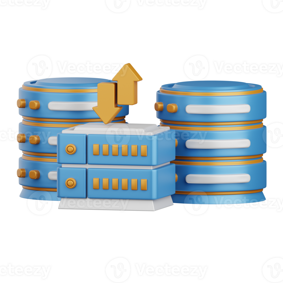 3d representación base de datos aislado útil para tecnología, programación, desarrollo, codificación, software, aplicación, informática, servidor y conexión diseño elemento png