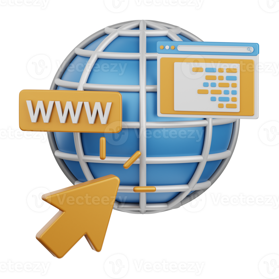 3d rendering web publishing isolated useful for technology, programming, development, coding, software, app, computing, server and connection design element png