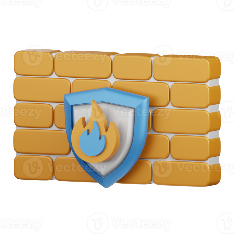 3d rendering firewall security isolated useful for technology, programming, development, coding, software, app, computing, server and connection design element png