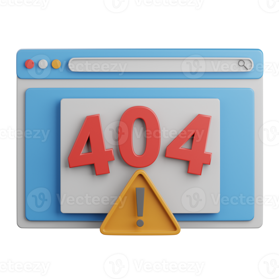 3d renderen fout 404 geïsoleerd nuttig voor technologie, programmeren, ontwikkeling, codering, software, app, computergebruik, server en verbinding ontwerp element png