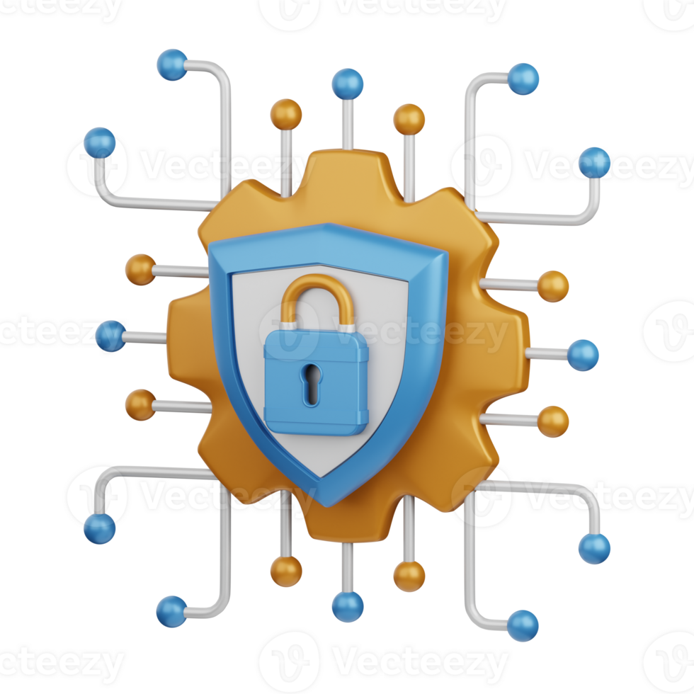 3d Rendern Cyber Sicherheit isoliert nützlich zum Technologie, Programmierung, Entwicklung, Kodierung, Software, Anwendung, rechnen, Server und Verbindung Design Element png