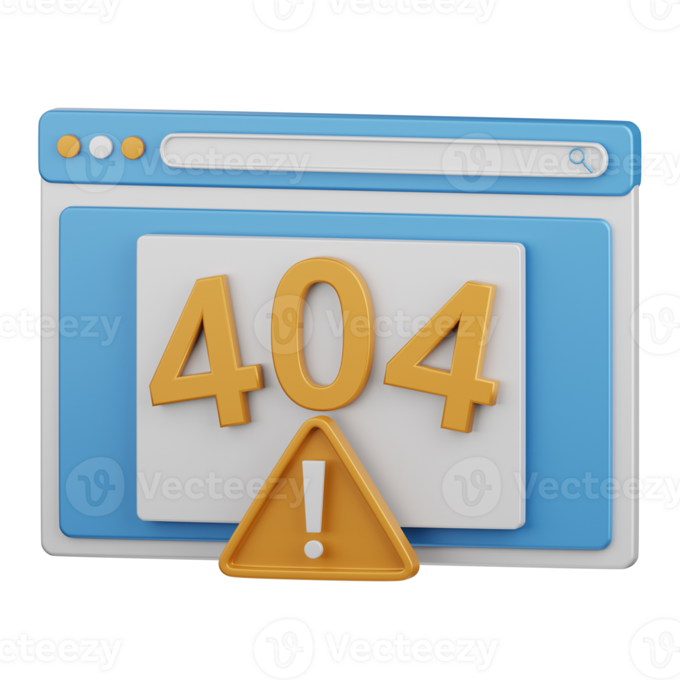 3d renderen fout 404 geïsoleerd nuttig voor technologie, programmeren, ontwikkeling, codering, software, app, computergebruik, server en verbinding ontwerp element png