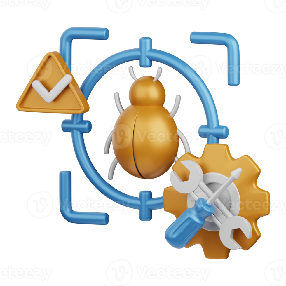 3d rendering bug fixing isolated useful for technology, programming, development, coding, software, app, computing, server and connection design element png