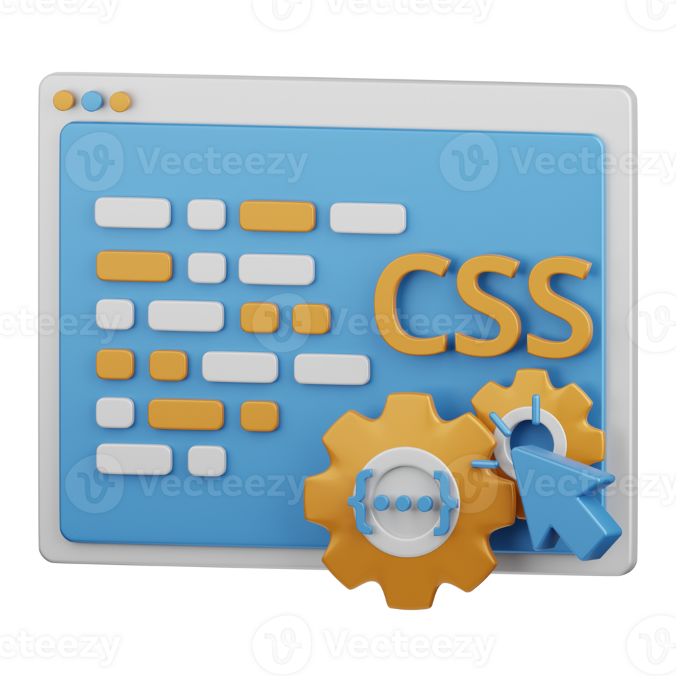 3d le rendu css codage isolé utile pour technologie, la programmation, développement, codage, logiciel, application, l'informatique, serveur et lien conception élément png