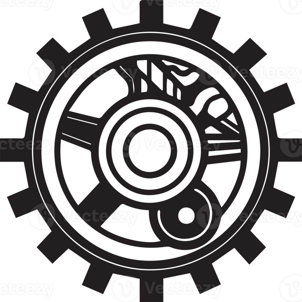 mechanic or engineer logo in flat line art style png