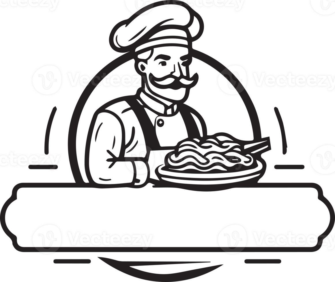male chef logo in trendy and minimal style png