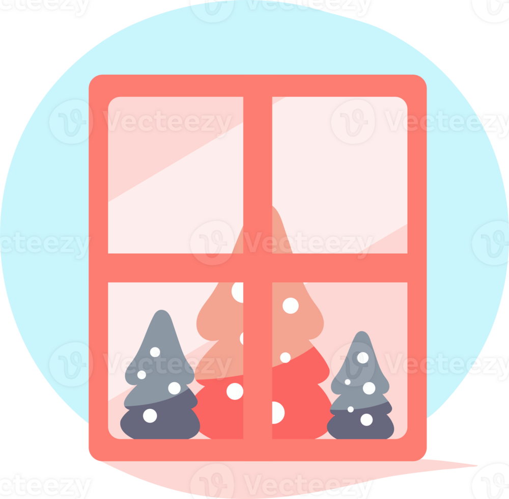 Hand Drawn christmas window in flat style png