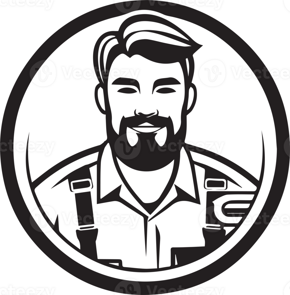 mechanic or engineer logo in flat line art style png