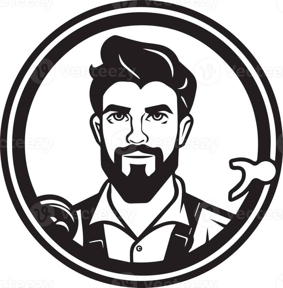 mechanic or engineer logo in flat line art style png