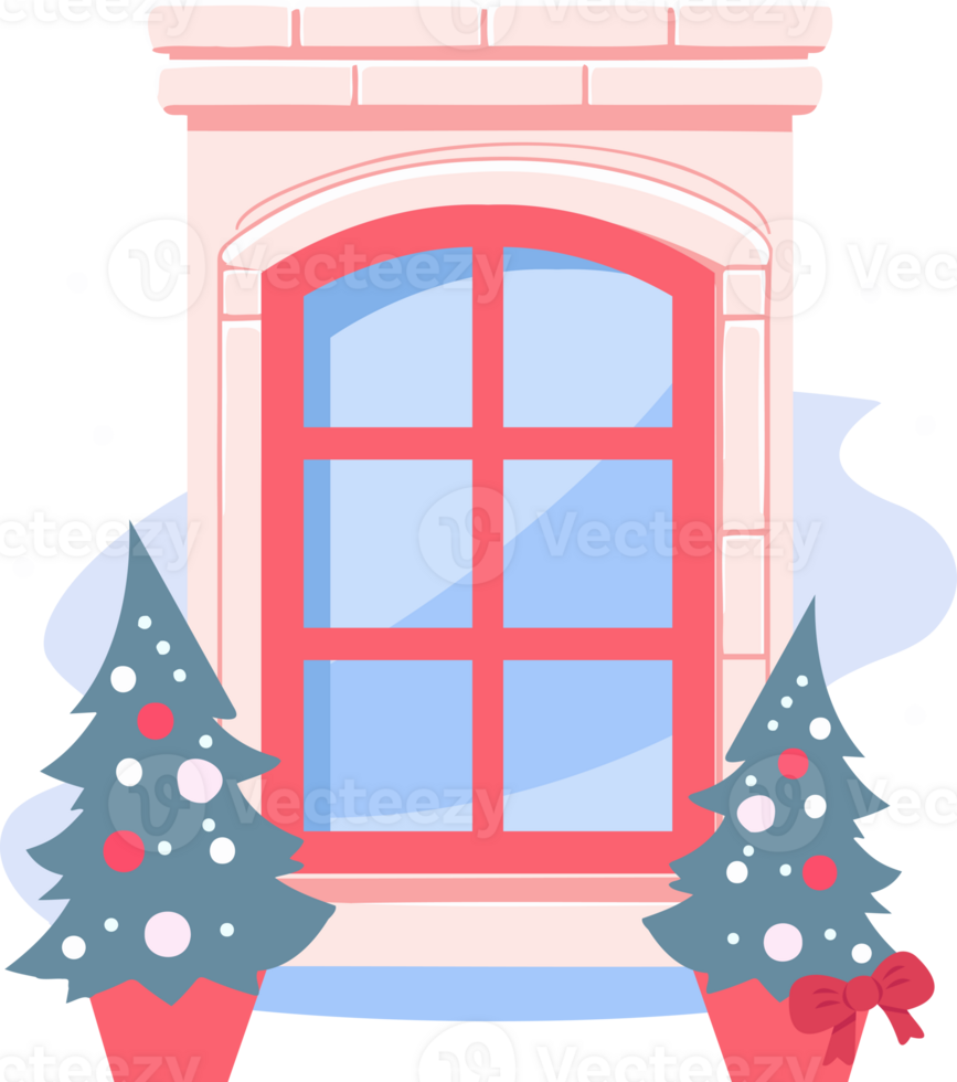 Hand Drawn christmas window in flat style png