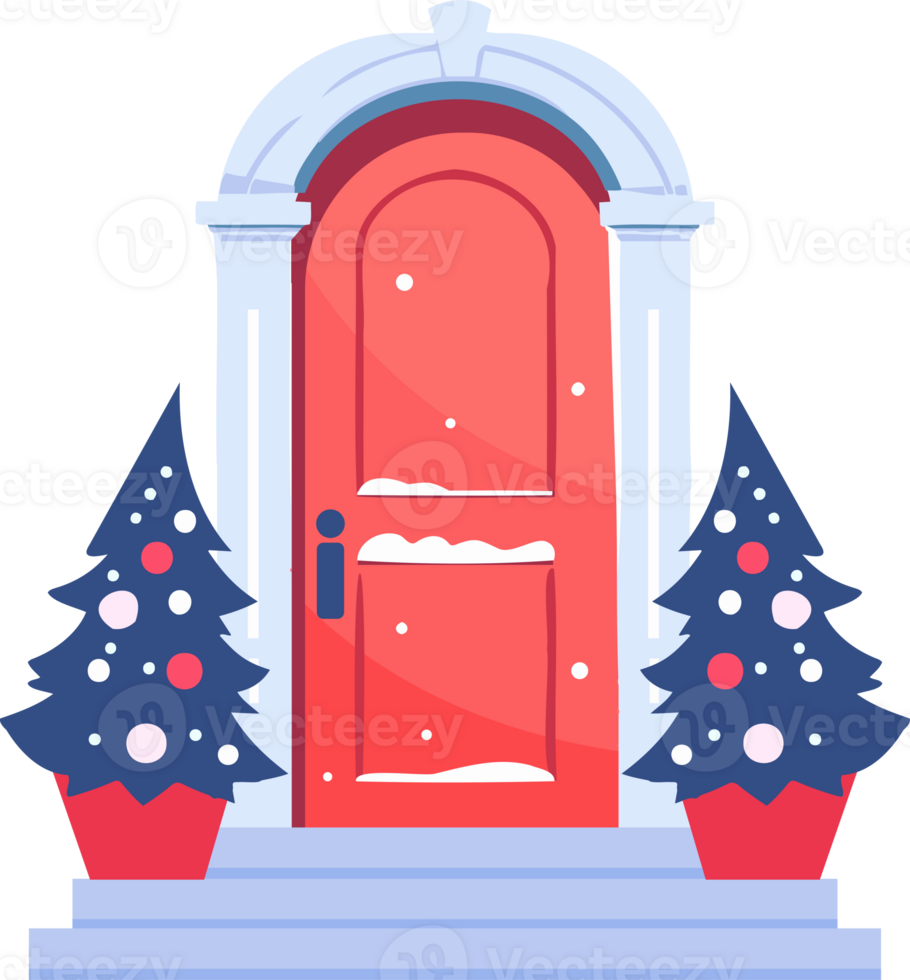 Hand Drawn Christmas door in flat style png